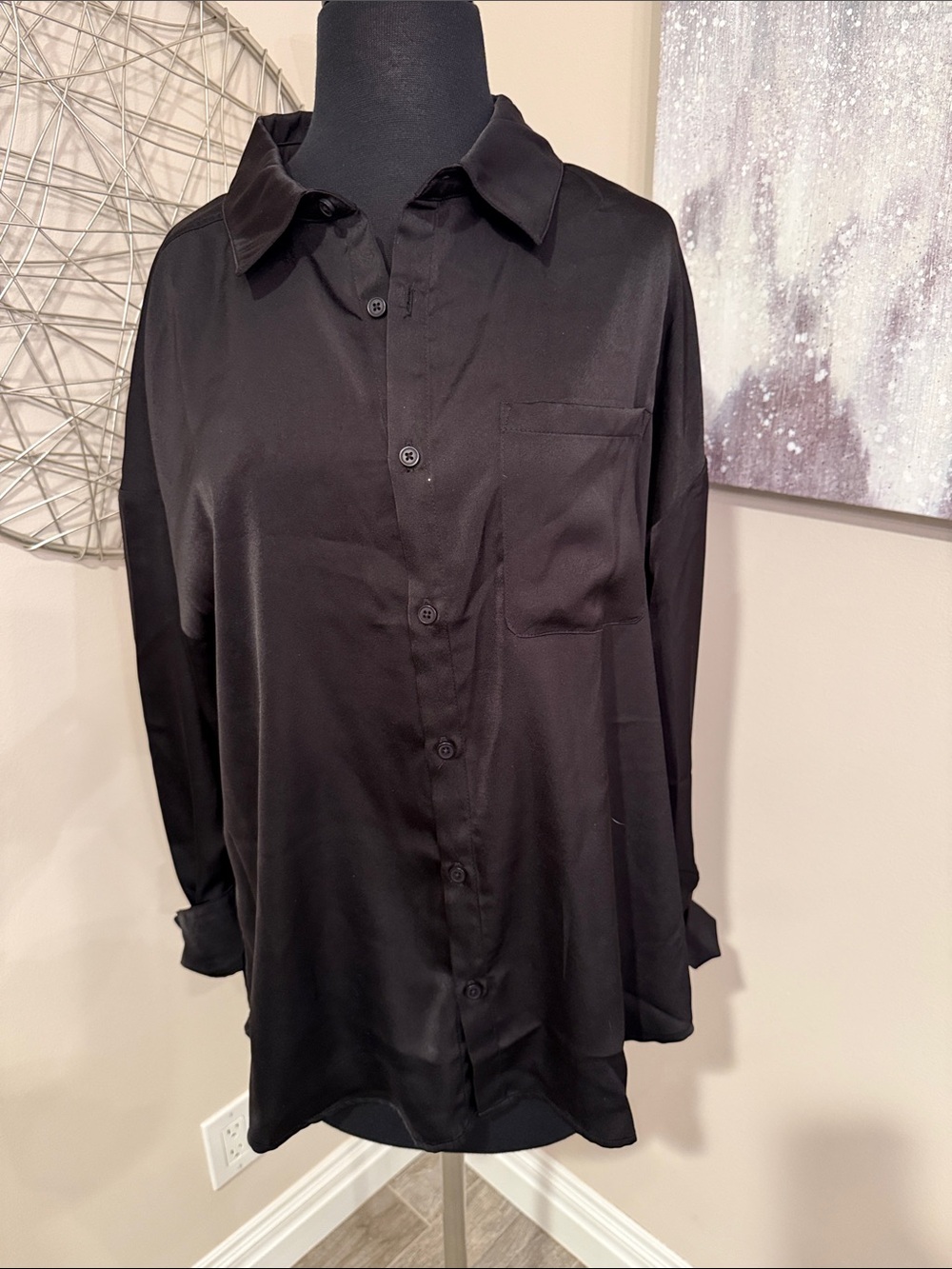Classic Black Button-Down Women’s Shirt size Medium